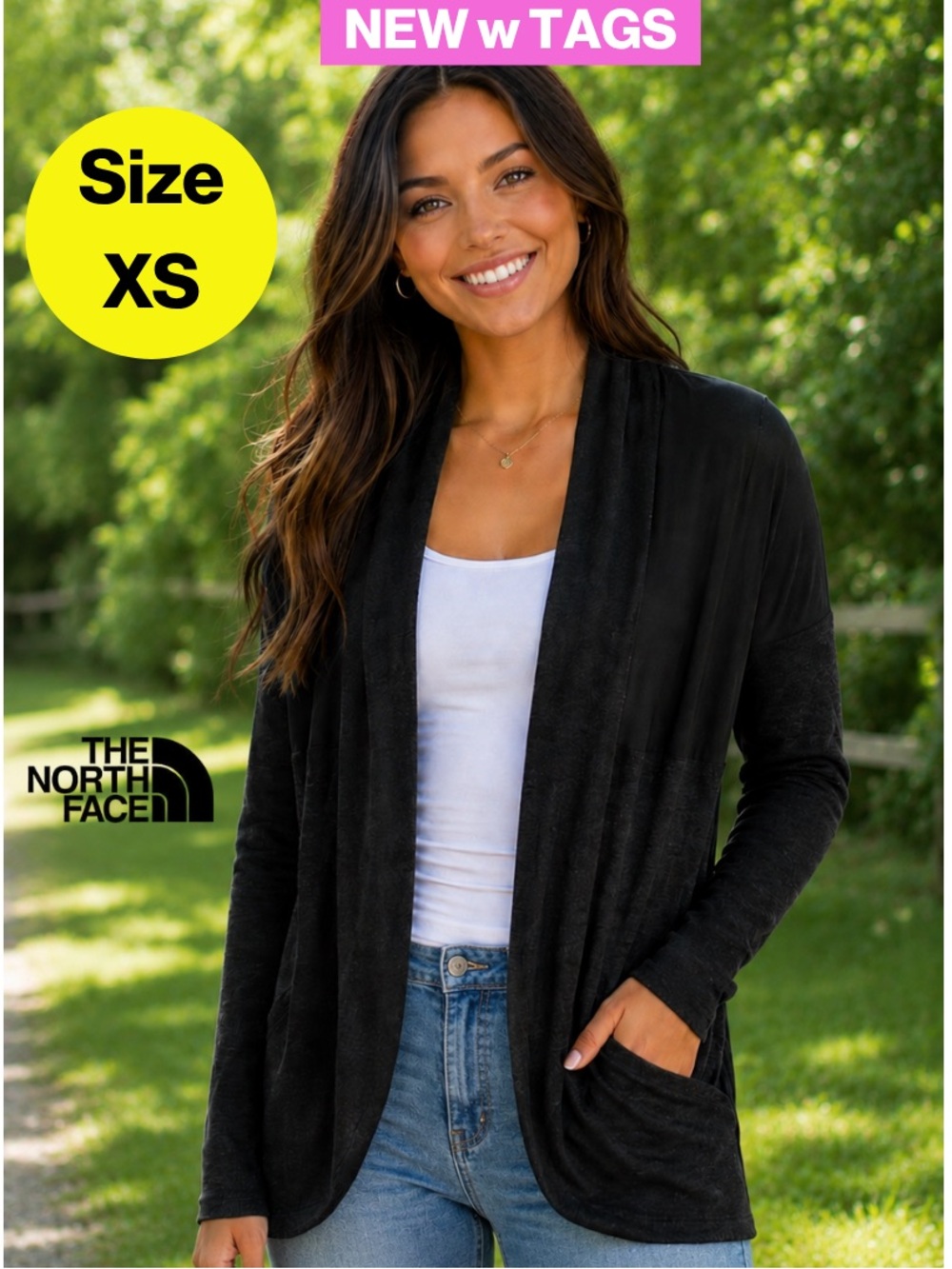 NEW w TAGS 🔖 NORTH FACE Women’s Open Front Gray Dust Cardigan Jacket (X-Small)